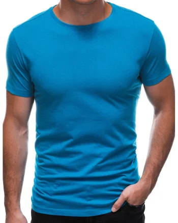 Tricou din bumbac cu model uni, Albastru deschis