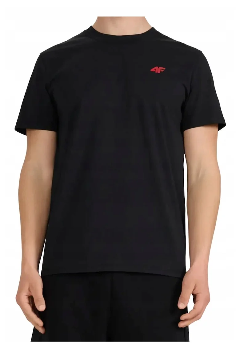 Tricou din bumbac cu decolteu la baza gatuluidwqfwq, Negru
