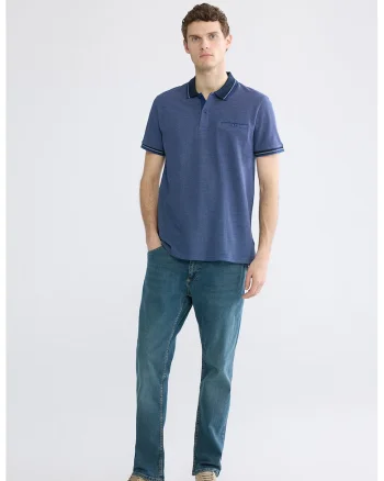 Tricou polo cu aspect texturat, Albastru inchis/Bleumarin
