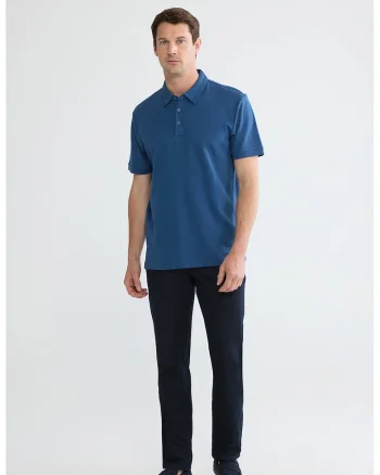 Tricou polo de bumbac, Albastru inchis