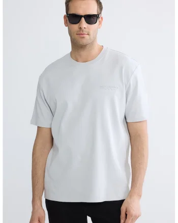 Tricou cu decolteu la baza gatului, Gri deschis