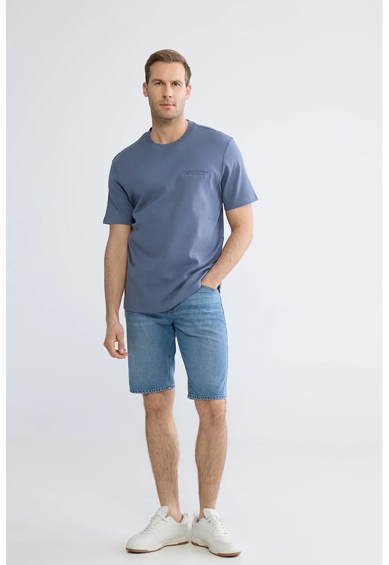 Tricou cu decolteu la baza gatului, Albastru indigo