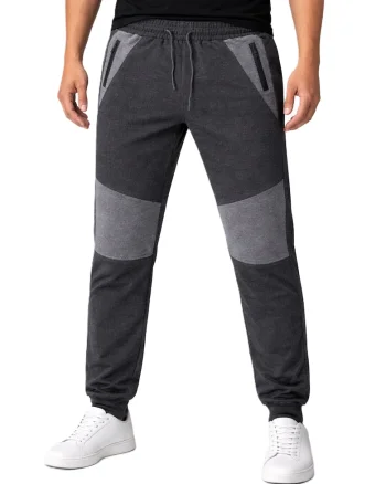 Pantaloni de trening cu model colorblock, Gri