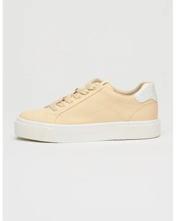 Pantofi sport low cut din material textil, Bej deschis
