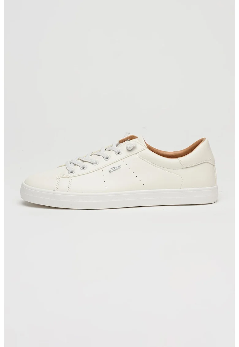 Pantofi sport low-cut din piele ecologica, Alb murdar
