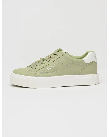 Pantofi sport low cut din material textil, Verde sparanghel