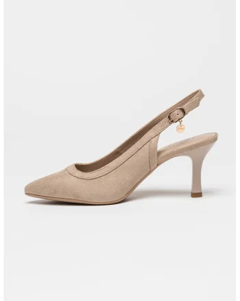 Pantofi slingback cu varf ascutit, Maro taupe deschis