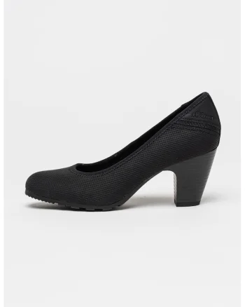 Pantofi cu varf rotund si toc cubanez, Black Onyx/Bleumarin