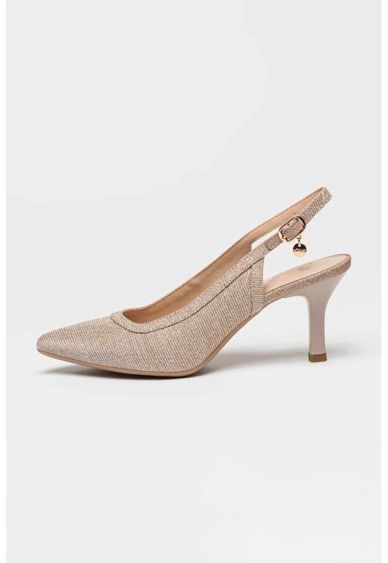 Pantofi slingback cu varf ascutit, Grej/Argintiu