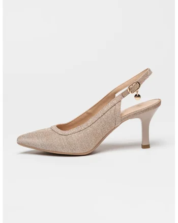 Pantofi slingback cu varf ascutit, Grej/Argintiu