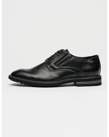 Pantofi derby din piele ecologica cu insertie elastica, Negru