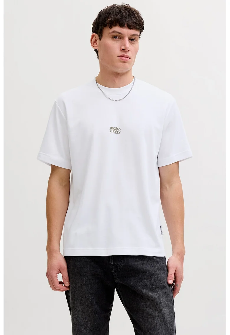 Tricou cu imprimeu logo camuflaj, Alb optic
