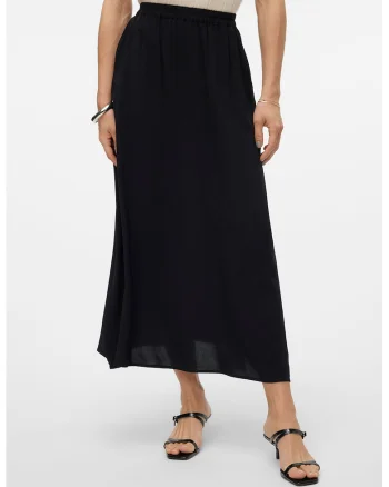 Fusta midi cu slit lateral, Negru