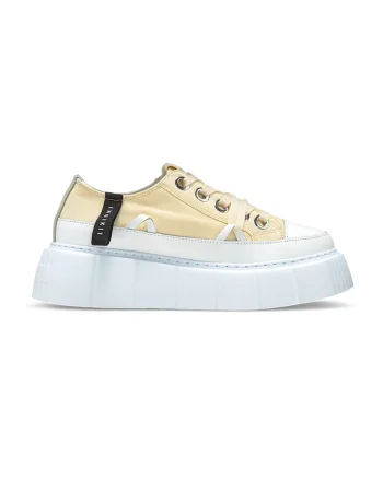 Pantofi sport flatform, din material textil, Bej