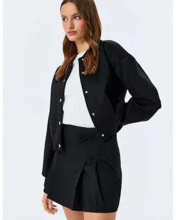 Fusta mini cu pliuri, Negru