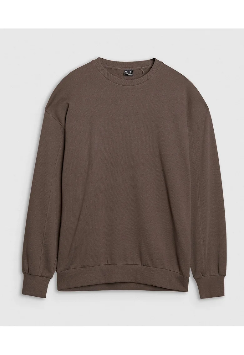 Hanorac barbati  oversized, bumbac 100%, maro, fara fermoar