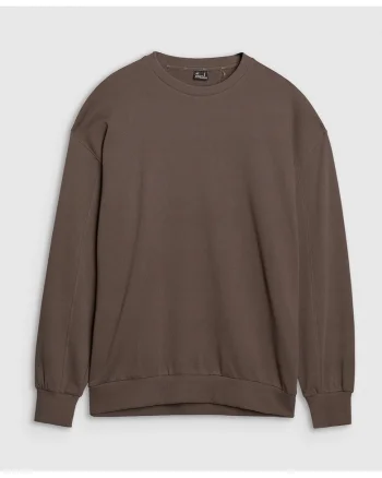 Hanorac barbati  oversized, bumbac 100%, maro, fara fermoar