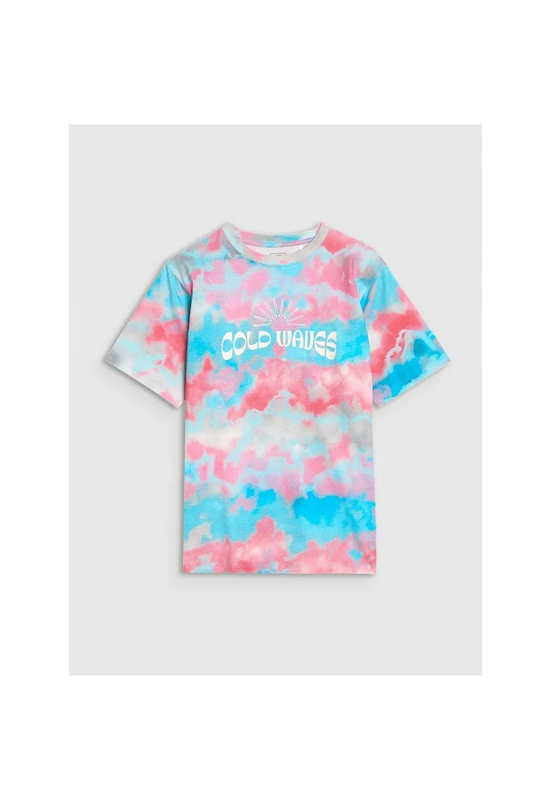 Tricou Baieti Oversize  Junior, Bumbac 100%, Imprimeu Cold Waves, Multicolor, Sportstyle, Marime 164
