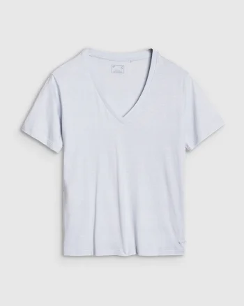 Tricou dama  Albastru, Bumbac & Modal, Maneca Scurta, Decolteu V,