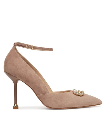 Pantofi dama  stiletto, piele naturala, roz pudrat