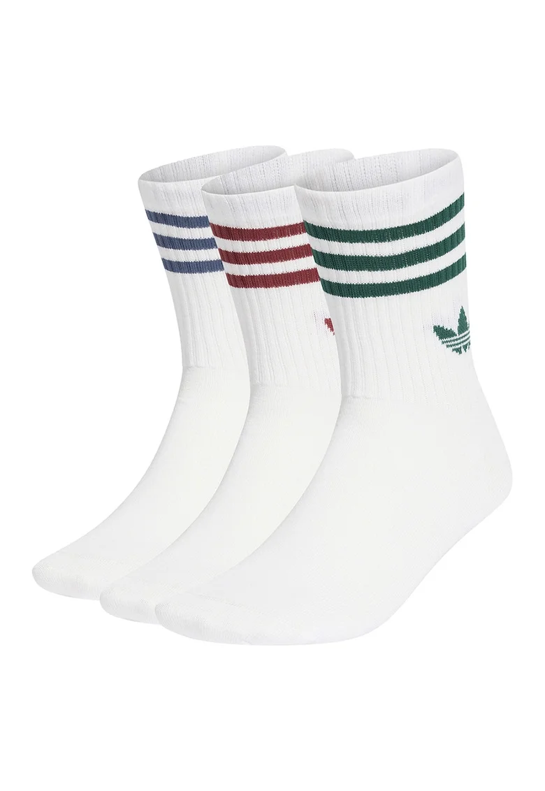 Set de sosete lungi unisex cu detaliu logo - 3 perechi, Alb/Verde