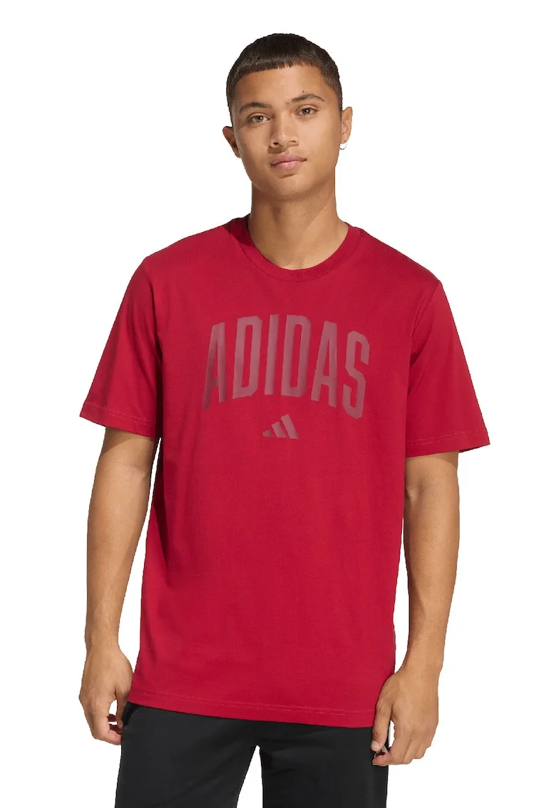 Tricou lejer de bumbac cu imprimeu logo, Rosu