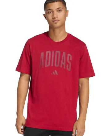 Tricou lejer de bumbac cu imprimeu logo, Rosu