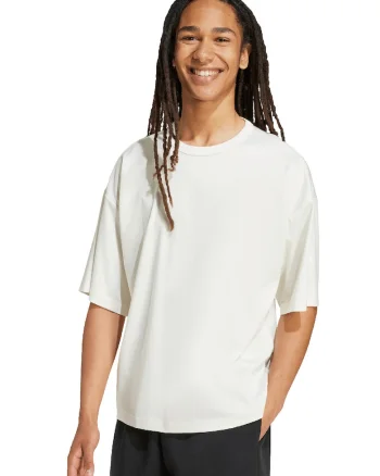 Tricou cu decolteu rotund si logo, Alb murdar