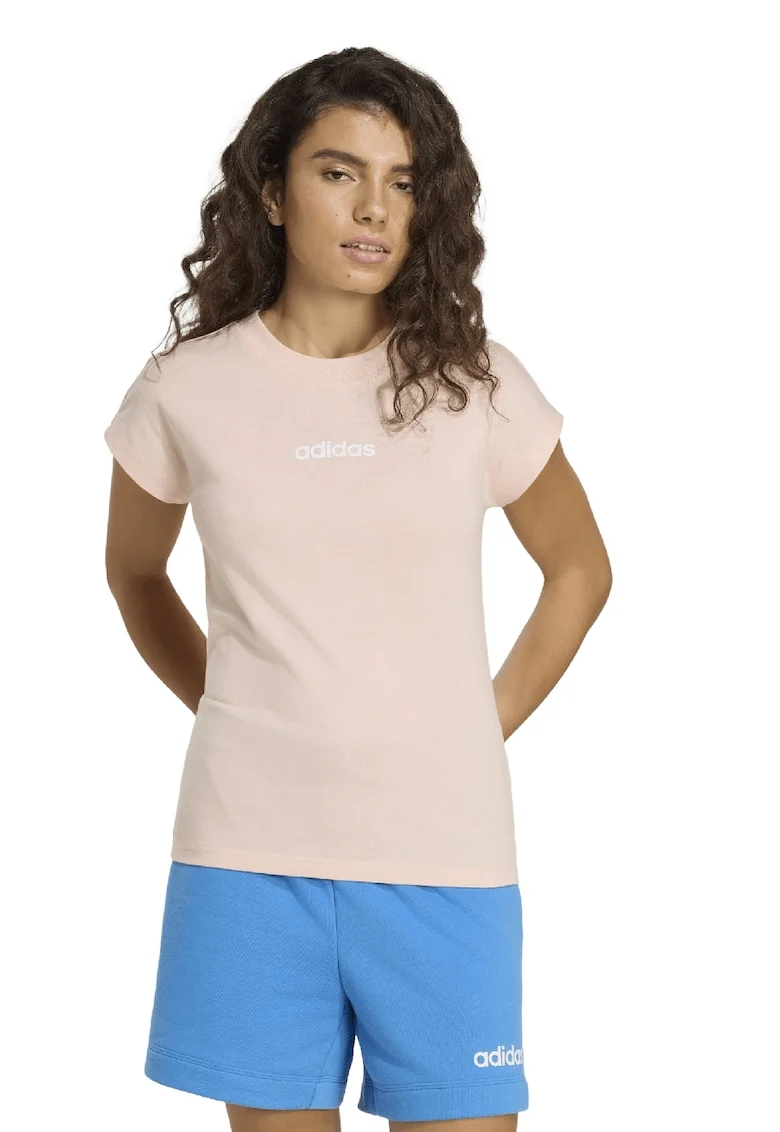 Tricou de bumbac cu decolteu rotund Essentials, Alb/Piersica