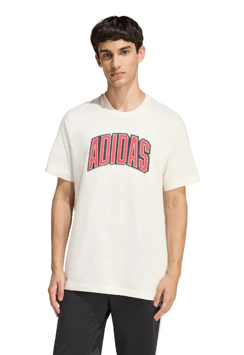 Tricou lejer cu imprimeu logo, Rosu/Alb