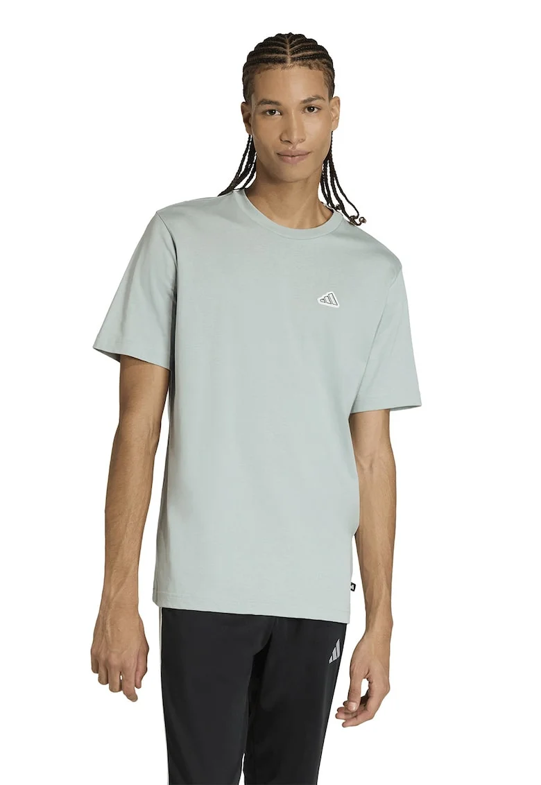 Tricou cu decolteu la baza gatului si logo Icon, Gri cenusiu
