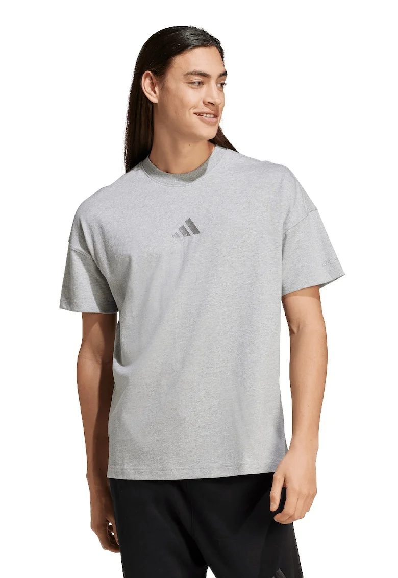Tricou lejer cu decolteu la baza gatului All Szn, Gri deschis