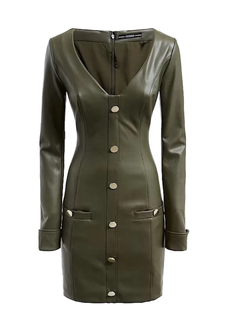 Rochie,  Verde olive, Piele ecologica, Verde masliniu