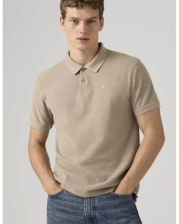 Tricou polo din bumbac pique, Bej
