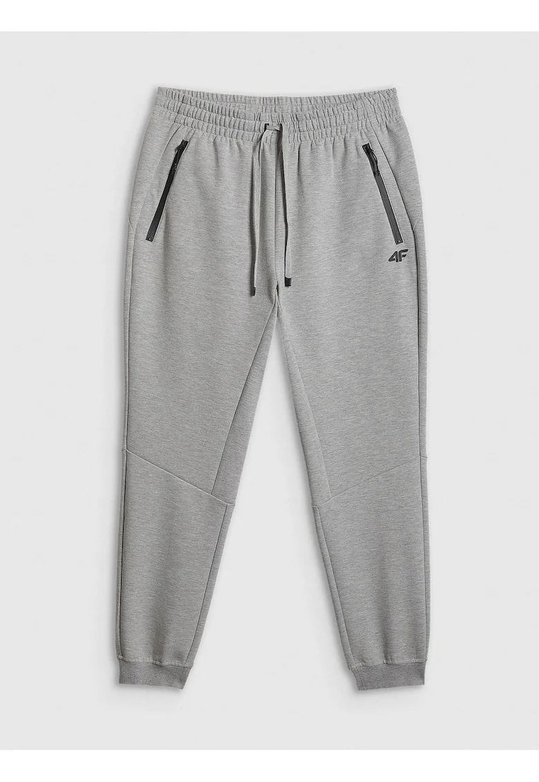 Pantaloni barbati,  poliester, cu buzunare cu fermoar, Gri