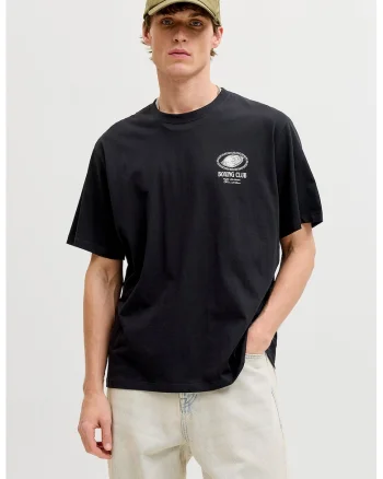 Tricou lejer din bumbac organic cu imprimeu, Negru,
