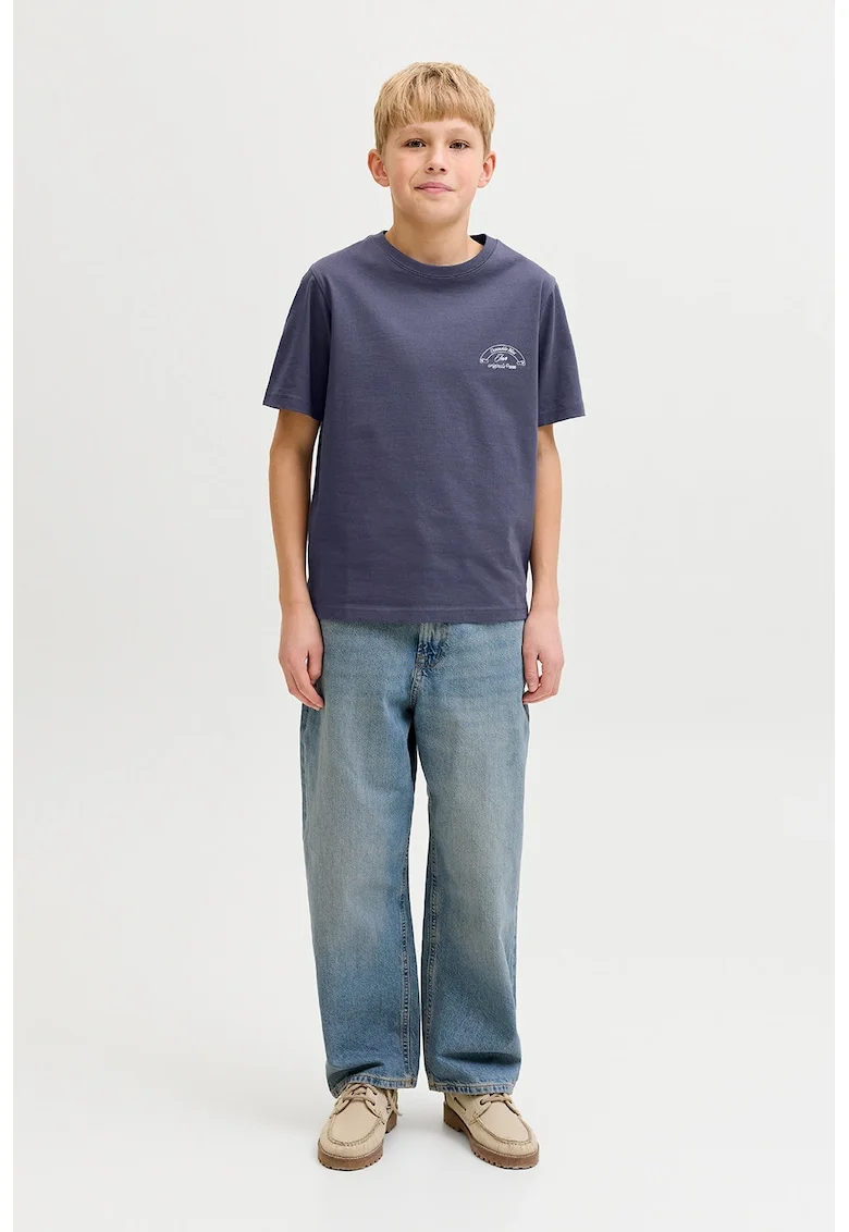 Tricou cu imprimeu text si foto, Albastru indigo,