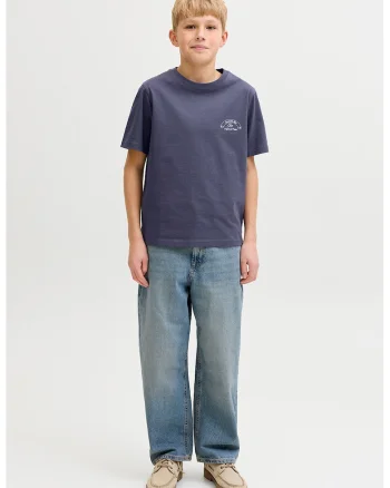 Tricou cu imprimeu text si foto, Albastru indigo,