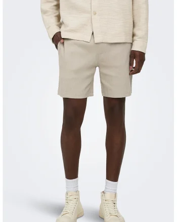 Pantaloni scurti din amestec de bumbac, Bej deschis,