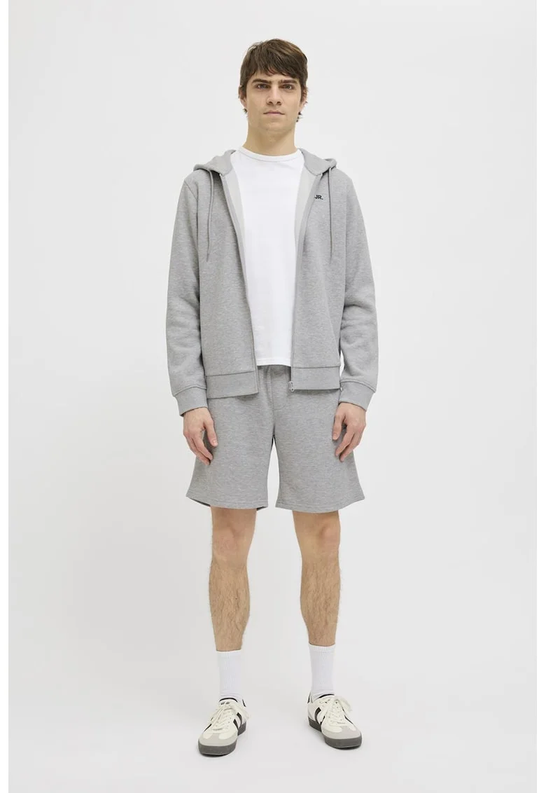 Pantaloni scurti cu talie medie, Gri deschis melange,