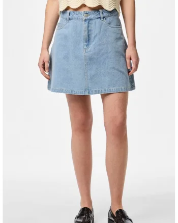 Fusta evazata de denim, Albastru deschis,