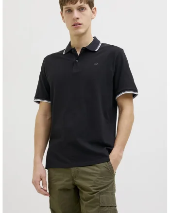 Tricou polo regular fit, Alb/Negru