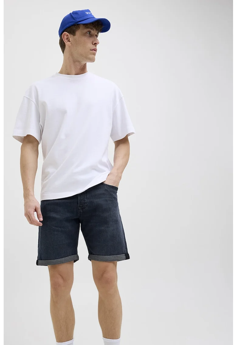 Bermude de denim cu mansete pliate, Albastru ultramarin,