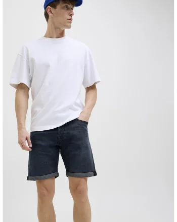Bermude de denim cu mansete pliate, Albastru ultramarin,