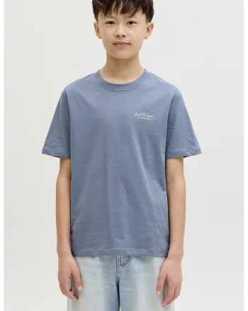 Tricou din bumbac organic cu imprimeu logo discret, Albastru inchis