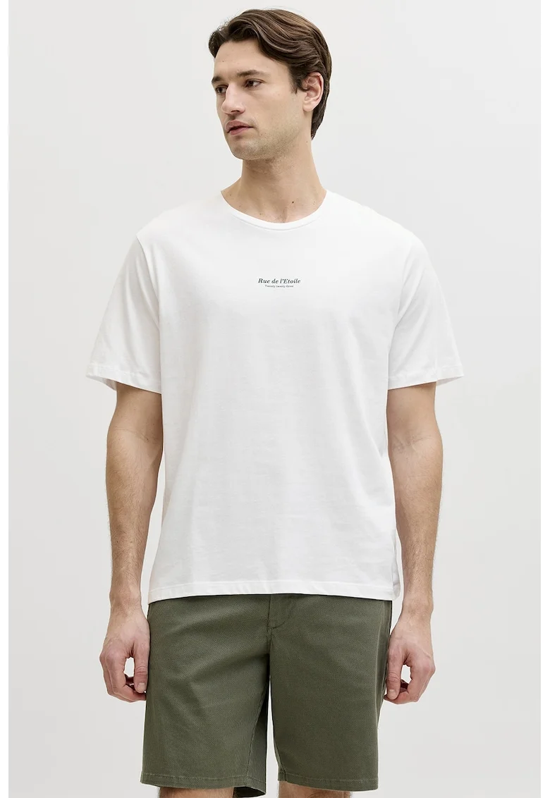 Tricou din bumbac cu imprimeu pe partea din spate, Verde pal/Alb optic
