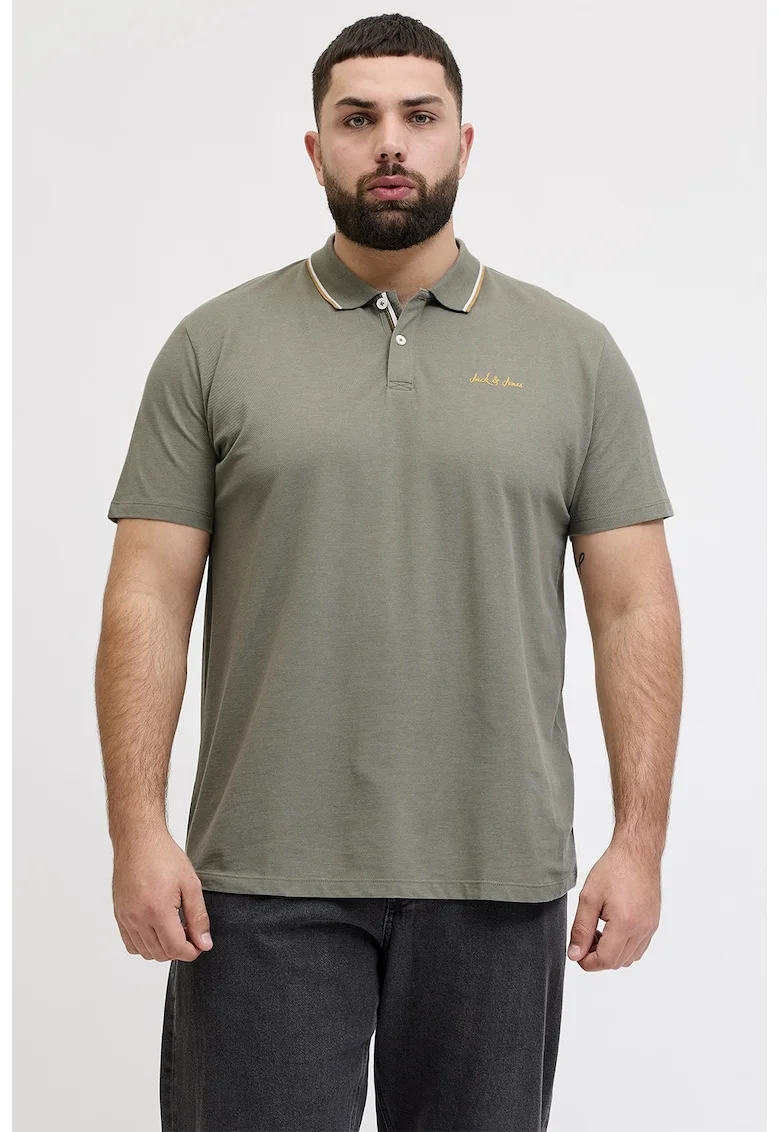Tricou polo din material pique, Verde pal