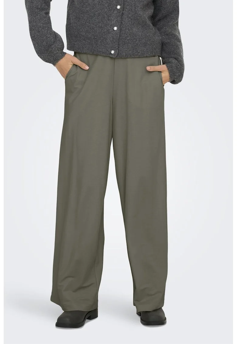 Pantaloni relaxed fit cu snur, Verde feriga