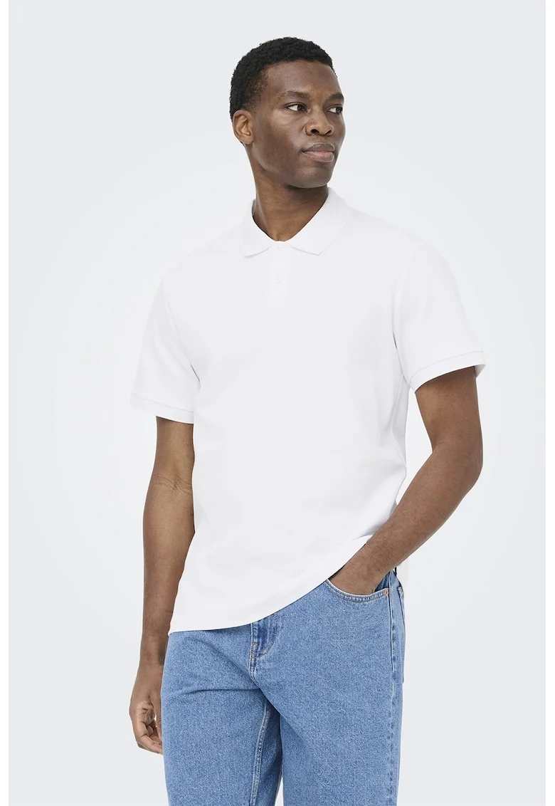 Tricou polo uni, Alb optic