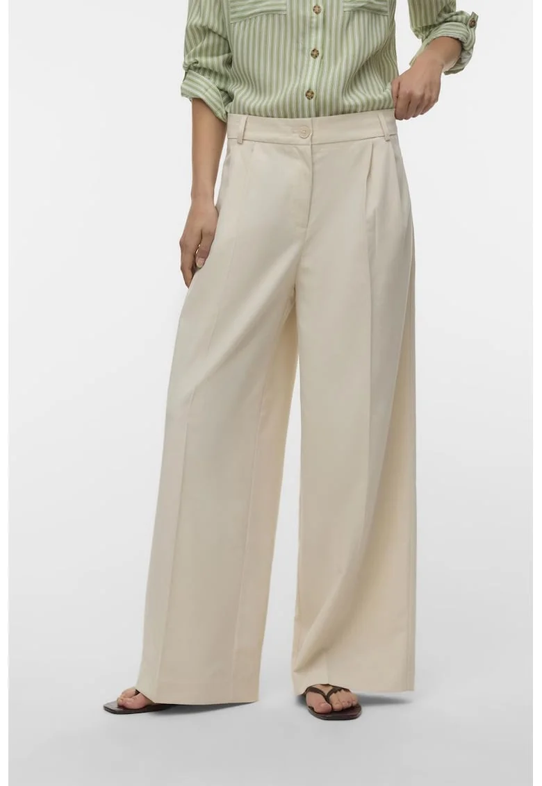Pantaloni eleganti cu pensa, Bej deschis